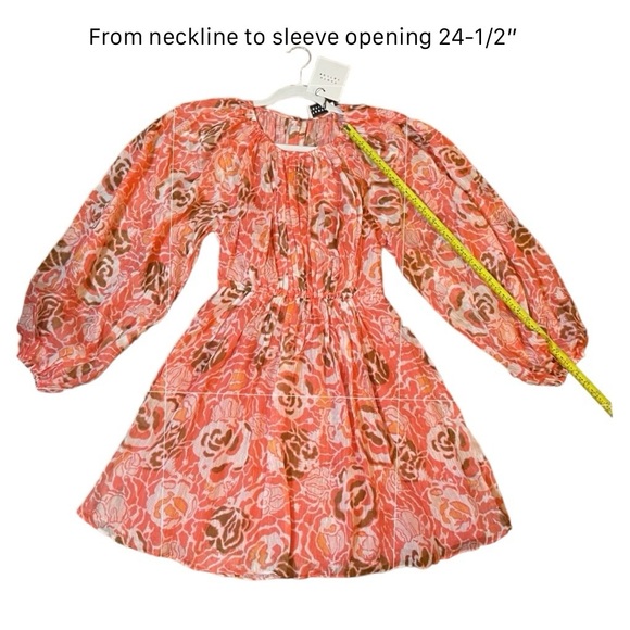 NWT Tanya Taylor’s Balloon Sleeve York Minidress. Color Guavm Multi. Size 0 - Picture 12 of 16